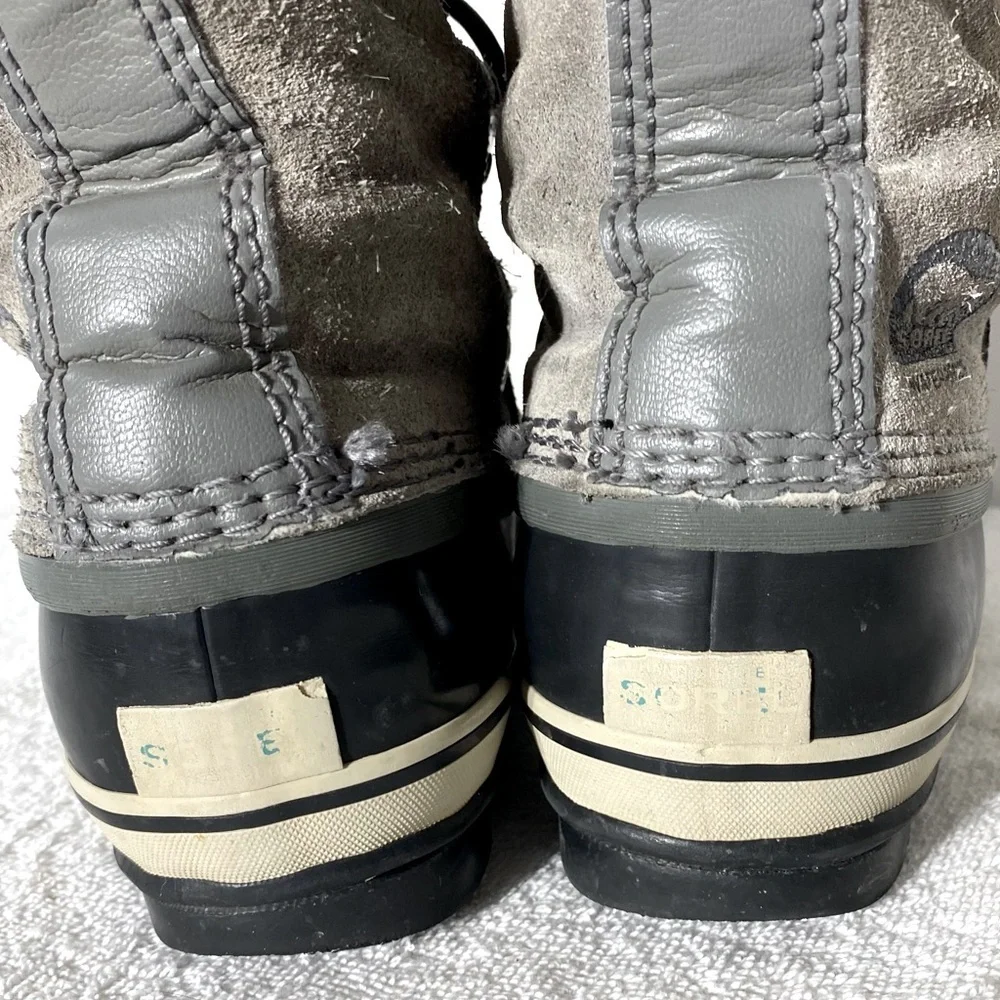Sorel Grey Suede Leather Lace Up Mid Calf Winter Boots 5 - Picture 13 of 15